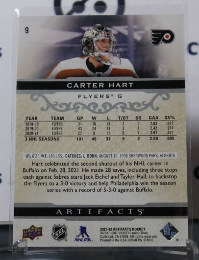 2021-22 UPPER DECK ARTIFACTS CARTER HART # 9 SILVER PHILADELPHIA FLYERS NHL HOCKEY CARD