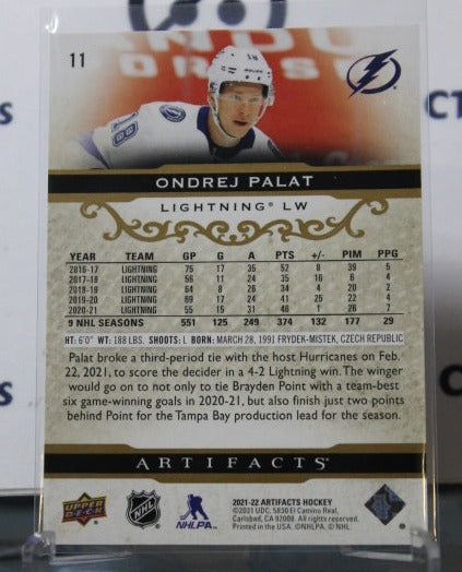 2021-22 UPPER DECK ARTIFACTS ONDREJ PALAT # 11 ROSE GOLD TAMPA BAY LIGHTNING HOCKEY CARD