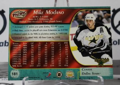 MIKE MODANO # 63 PACIFIC ICE BLUE 1998-99 DALLAS STARS NHL HOCKEY TRADING CARD