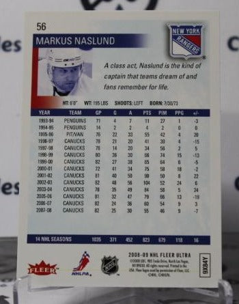 MARKUS NASLUND # 56 FLEER ULTRA 2008-09 VANCOUVER CANUCKS NHL HOCKEY TRADING CARD