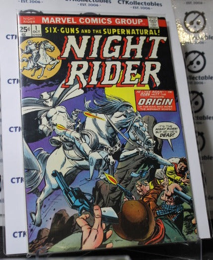 NIGHT RIDER # 1 SIX-GUNS AND THE SUPERNATURAL MARVEL COMIC BOOK 1974