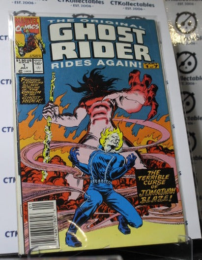 THE ORIGINAL GHOST RIDER RIDES AGAIN # 1 NEWS STAND MARVEL COMIC BOOK 1991