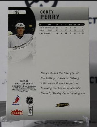 COREY PERRY # 196 FLEER ULTRA 2007-08 ANAHEIM DUCKS NHL HOCKEY TRADING CARD