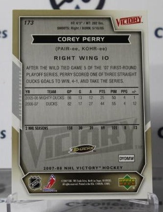 COREY PERRY # 173 UPPER DECK 2007-08 ANAHEIM DUCKS NHL HOCKEY TRADING CARD