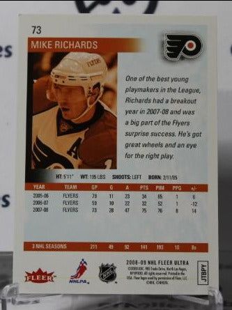 MIKE RICHARDS # 73 FLEER ULTRA 2008-09 PHILADELPHIA FLYERS NHL HOCKEY TRADING CARD
