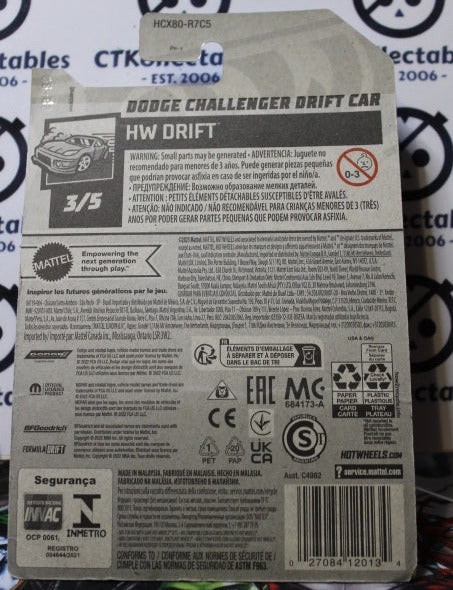 HOT WHEELS MATTEL DODGE CHALLENGER DRIFT CAR 207/250 HW DRIFT 3/5 - 2021