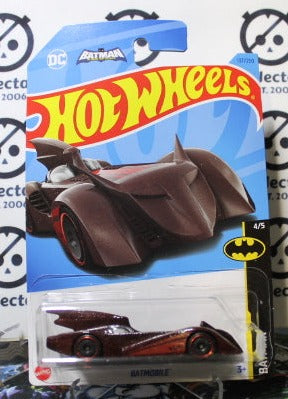 HOT WHEELS MATTEL BATMAN RED/WINE BATMOBILE 137/250 DC LONG CARD 4/5 - 2021