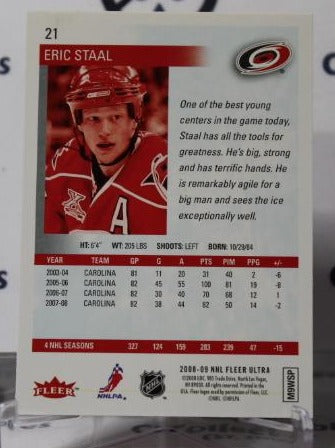 ERIC STAAL # 21 FLEER ULTRA 2008-09 CAROLINA HURRICANES NHL HOCKEY TRADING CARD