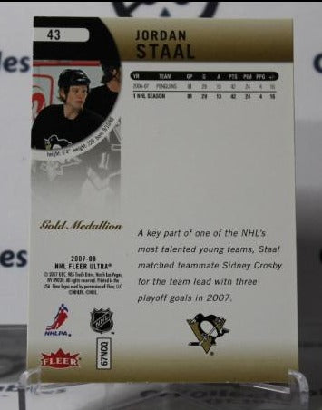 2007-08 FLEER ULTRA JORDAN STAAL # 43 ROOKIE PITTSBURGH PENGUINS NHL HOCKEY TRADING CARD