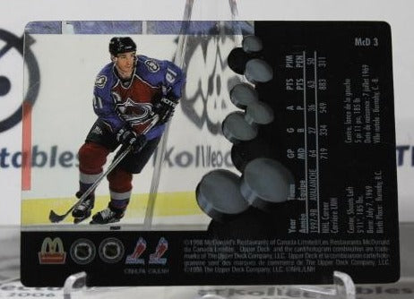 JOE SAKIC # McD 3 UPPER DECK McDONALD'S 1998-99 COLORADO AVALANCHE NHL HOCKEY TRADING CARD