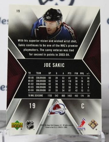 JOE SAKIC # 19 UPPER DECK SPx 2005-06 COLORADO AVALANCHE NHL HOCKEY TRADING CARD