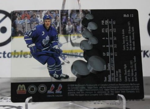 MATS SUNDIN # McD 12 UPPER DECK McDONALD'S 1998-99 TORONTO MAPLE LEAFS NHL HOCKEY TRADING CARD