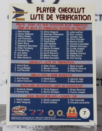 MATS SUNDIN # 7 PACIFIC McDONALD'S CHECKLIST 2000-01 TORONTO MAPLE LEAFS NHL HOCKEY TRADING CARD