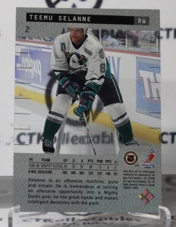 TEEMU SELANNE # 2 UPPER DECK ICE 2000-01 ANAHEIM DUCKS NHL HOCKEY TRADING CARD
