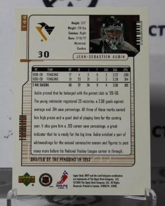 JEAN-SEBASTIEN AUBIN # 30 UPPER DECK 2000-01 HOCKEY GOALTENDER PITTSBURGH PENGUINS CARD