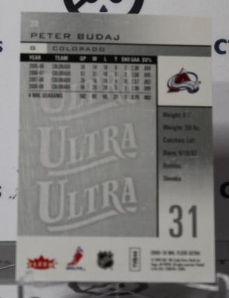 PETER BUDAJ # 38 FLEER ULTRA 2009-10 HOCKEY GOALTENDER COLORADO AVALANCHE CARD