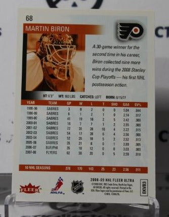 2008-09 FLEER ULTRA MARTIN BIRON # 68 HOCKEY GOALTENDER PHILADELPHIA FLYERS CARD