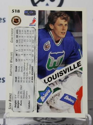 SEAN BURKE # 518 UPPER DECK 1992-93 HOCKEY GOALTENDER HARTFORD WHALERS NHL CARD