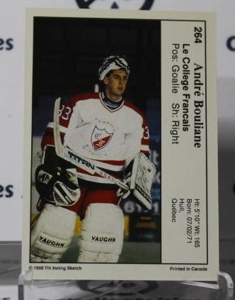 ANDRE BOULIANE # 264 INNING SKETCH HOCKEY GOALTENDER NHL CARD