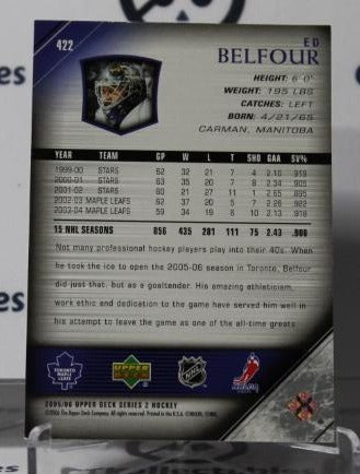 ED BELFOUR # 422 UPPER DECK 2005-06 HOCKEY GOALTENDER TORONTO MAPLE LEAFS CARD