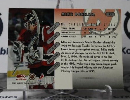 MIKE DUNHAM # 93 DONROSS 1997-98 HOCKEY GOALTENDER NEW JERSEY DEVILS CARD