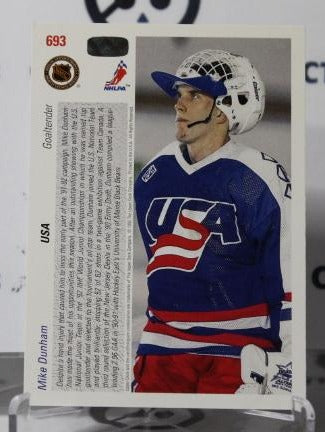 MIKE DUNHAM # 693 ROOKIE UPPER DECK 1991-92 HOCKEY GOALTENDER NEW JERSEY DEVILS CARD