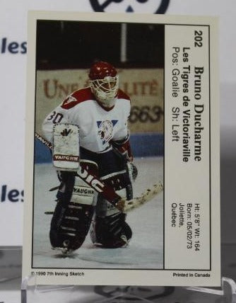 BRUNO DUCHARME # 202 INNING SKETCH 1990-91 HOCKEY GOALTENDER CARD