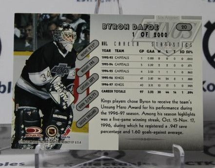 BYRON DAFOE # 20 DONRUSS 1997-98 HOCKEY GOALTENDER L A KINGS CARD