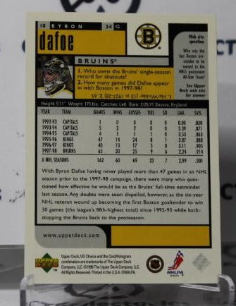 BYRON DAFOE # 10 UPPER DECK 1998-99 HOCKEY GOALTENDER BOSTON BRUINS CARD