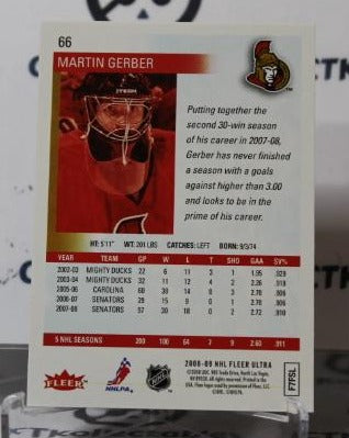 MARTIN GERBER # 66 FLEER ULTRA 2008-09 HOCKEY NHL GOALTENDER OTTAWA SENATORS CARD