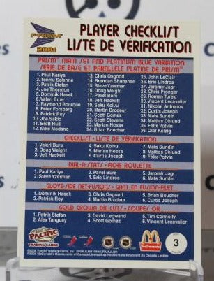 JEFF HACKETT # 3 PACIFIC McDONALD'S 2000-01 HOCKEY NHL GOALTENDER MONTREAL CANADIANS CARD