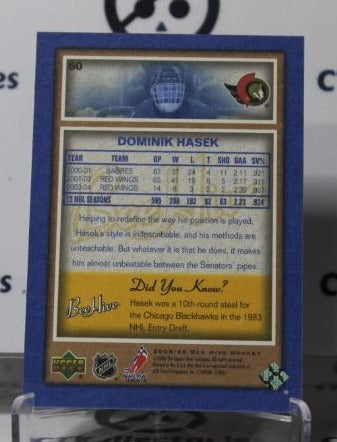 DOMINIK HASEK # 60 BEE HIVE UPPER DECK 2005-06 HOCKEY NHL GOALTENDER OTTAWA SENATORS CARD