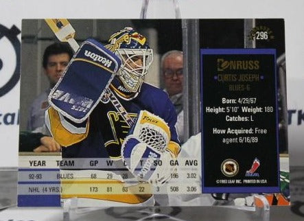 CURTIS JOSEPH # 296 DONRUSS 1993-94 HOCKEY NHL GOALTENDER ST, LOUIS BLUES CARD