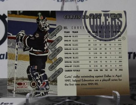 CURTIS JOSEPH # 43 DONRUSS 1997-98 HOCKEY NHL GOALTENDER EDMONTON OILERS CARD