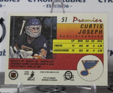 1990-91 O-PEE CHEE PREMIER CURTIS JOSEPH # 51 ROOKIE GOALTENDER ST. LOUIS BLUES NHL HOCKEY CARD