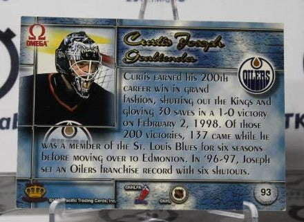 CURTIS JOSEPH # 93 PACIFIC OMEGA 1997-98 HOCKEY NHL GOALTENDER EDMONTON OILERS CARD