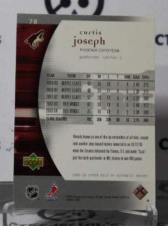 CURTIS JOSEPH # 78 SP UPPER DECK 2005-06 HOCKEY NHL GOALTENDER ARIZONA COYOTES CARD