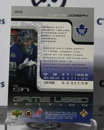 CURTIS JOSEPH # 53 SP UPPER DECK 2001-02 HOCKEY NHL GOALTENDER TORONTO MAPLE LEAF CARD