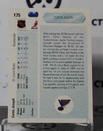 CURTIS JOSEPH # 175 ROOKIE UPPER DECK 1990-91 HOCKEY NHL GOALTENDER ST. LOUIS BLUES CARD