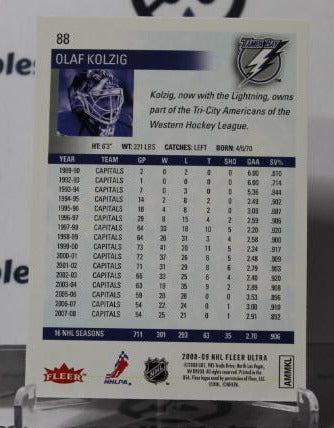 OLAF KOLZIG # 88 FLEER ULTRA 2008-09 HOCKEY NHL GOALTENDER WASHINGTON CAPITALS CARD