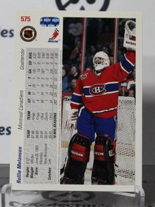 ROLLIE MELANSON # 575 UPPER DECK 1991-92 HOCKEY NHL GOALTENDER MONTREAL CANADIANS CARD