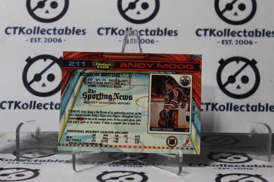 ANDY MOOG # 211 TOPPS STADIUM CLUB 1991-92 HOCKEY NHL GOALTENDER BOSTON BRUINS CARD