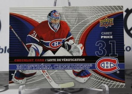 CAREY PRICE # CL-MTL UPPER DECK McDONALD'S 2008-09 HOCKEY NHL GOALTENDER MONTREAL CANADIANS CARD