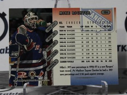 MIKE RICHTER # 124 DONRUSS 1997-98 HOCKEY NHL GOALTENDER NEW YORK RANGERS CARD