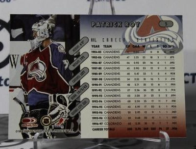 PATRICK ROY # 5 DONRUSS 1997-98 HOCKEY GOALTENDER COLORADO AVALANCHE CARD