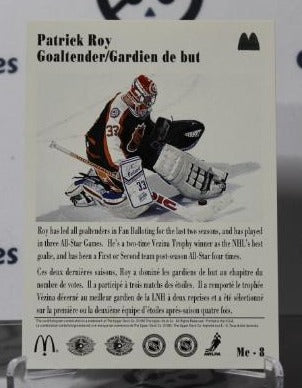 PATRICK ROY # Mc-3 UPPER DECK McDONALD'S 1991-92 HOCKEY NHL GOALTENDER MONTREAL CANADIANS CARD
