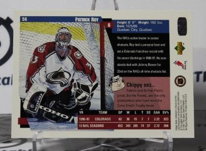 PATRICK ROY # 56 UPPER DECK 1997-98 HOCKEY GOALTENDER COLORADO AVALANCHE CARD