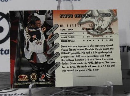 STEVE SHIELDS # 51 ROOKIE DONRUSS 1997-98 HOCKEY GOALTENDER BUFFALO SABRES CARD