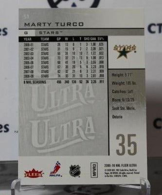 MARTY TURCO # 51 FLEER ULTRA 2009-10 HOCKEY NHL GOALTENDER DALLAS STARS CARD