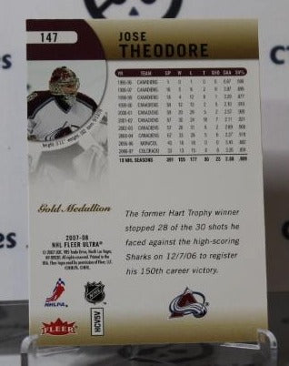 JOSE THEODORE # 147 FLEER ULTRA 2007-08 HOCKEY NHL GOALTENDER COLORADO AVALANCHE CARD